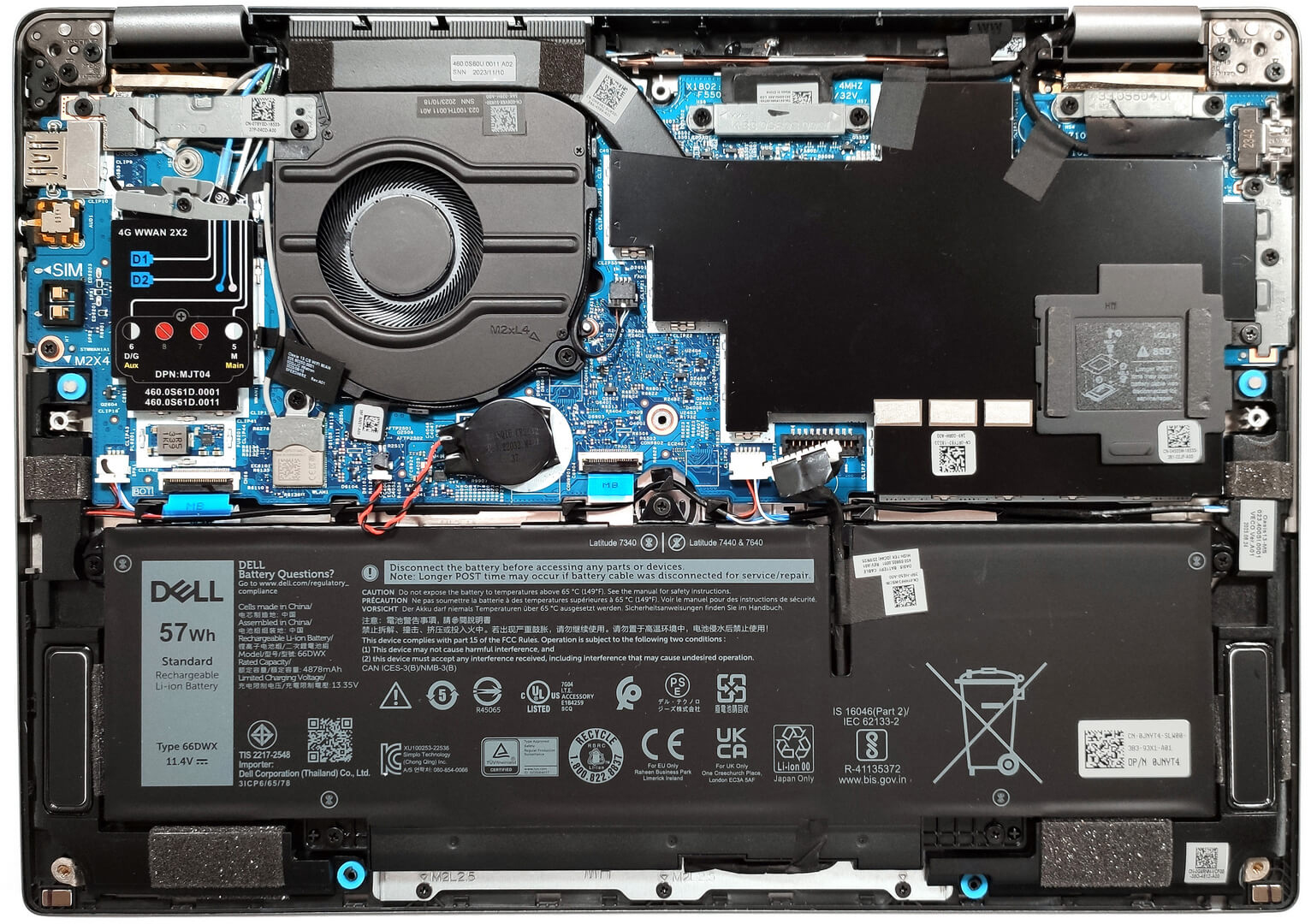 Internal Photo of Dell Latitude 7640, Latitude 7340, Latitude 7440, Latitude 7450, US keyboard (Latitude 7340)